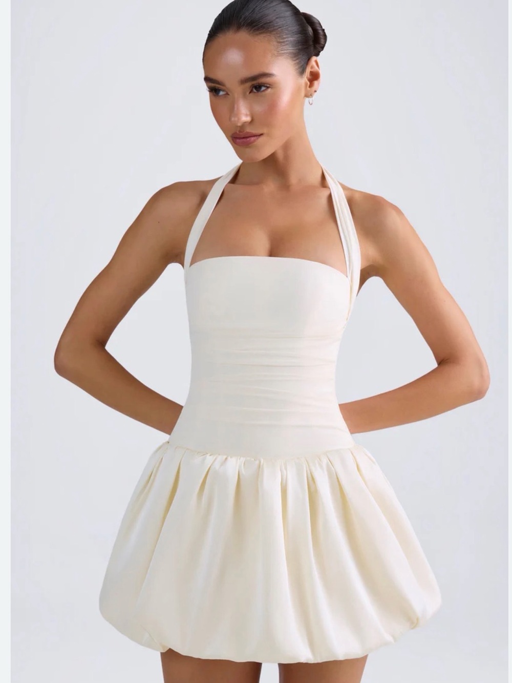 Oh Polly Cream Halter Mini Dress